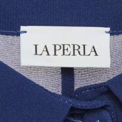 مملوكة مسبقًا La Perla Blue Silk Semi Sheer Shirt L