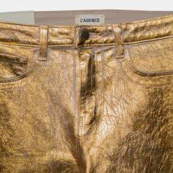 L'agence Gold Crackle Foil Cotton High Rise Skinny Margot Jeans M