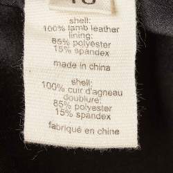 L'agence Black Pleated Leather Pencil Skirt L