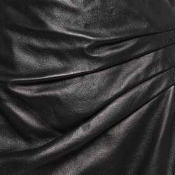 L'agence Black Pleated Leather Pencil Skirt L