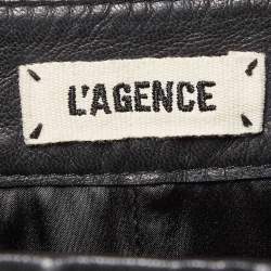 L'agence Black Pleated Leather Pencil Skirt L