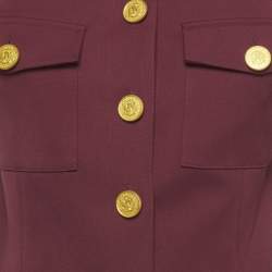 Pre Owned L'agence Burgundy Twill Cropped Fitted Kumi Jacket S