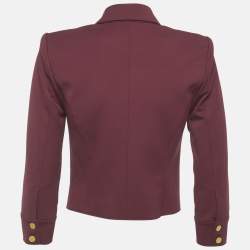 Pre Owned L'agence Burgundy Twill Cropped Fitted Kumi Jacket S
