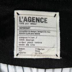 L'Agence Black Linen Open Front Sleeve Slit Detail Blazer M