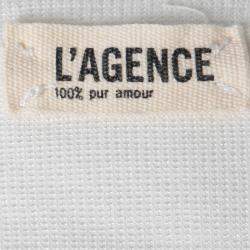 Pre Owned L'agence White Cotton Blend Draped Shawl Neck Bodycon Dress XS