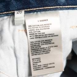 Pre Owned L'Agence Blue Stretch Denim Flared Jeans S Waist 26"