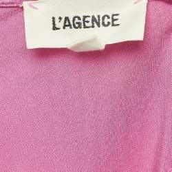 L'Agence Pink Satin Chain Detail Majesty Long Dress S