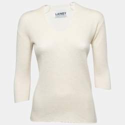 Lainey Off White Cashmere & Silk Hand Knit Sweater S