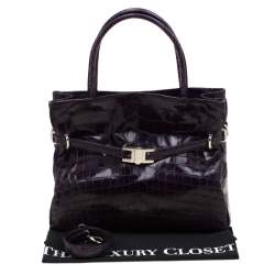 Lana Marks Purple Crocodile Positano Tote