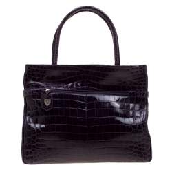 Lana Marks Purple Crocodile Positano Tote