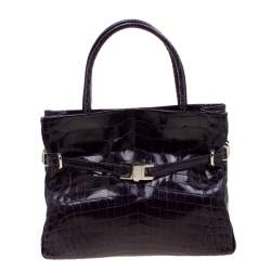 Lana Marks Purple Crocodile Positano Tote