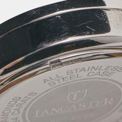 Lancaster Black Stainless Steel Galuchat Leather Diamond Ref.0226 Women's Wristwatch 39 mm