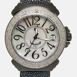 Pre Owned Lancaster Mother of Pearl Diamond PVD Coated Stainless Steel Stingray Ref.0226L Women's Wristwatch 36 mm
