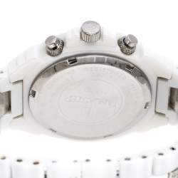 Lancaster Mother of Pearl Diamond Pave White Ceramic Stainless Steel Ref.0293 Women's Wristwatch 40 mm