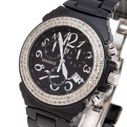 Pre Owned Lancaster Black Ceramic Stainless Steel Ref.0285 Women's Wristwatch 39 mm