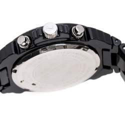 Pre Owned Lancaster Black Ceramic Stainless Steel Ref.0285 Women's Wristwatch 39 mm