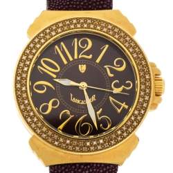 Pre Owned  Lancaster Brown Rose Gold Plated Stainless Steel Pillola REF.0349L Women's Wristwatch 37 mm