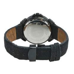 Pre Owned Lancaster Black PVD Coated Stainless Steel Stingray Leather Pillola REF.0351L Women's Wristwatch 37 mm