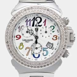 Lancaster Silver Stainless Steel Diamond Ref.0226 Women's Wristwatch 38 mm