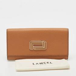 Pre Owned Lancel Brown Leather Flap Continental Wallet
