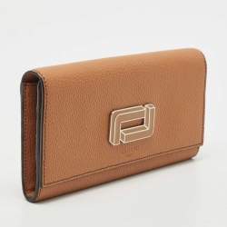 Pre Owned Lancel Brown Leather Flap Continental Wallet