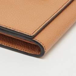 Pre Owned Lancel Brown Leather Flap Continental Wallet