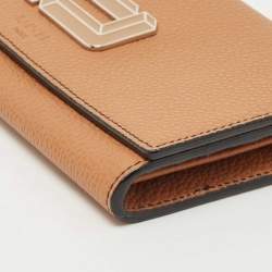 Pre Owned Lancel Brown Leather Flap Continental Wallet