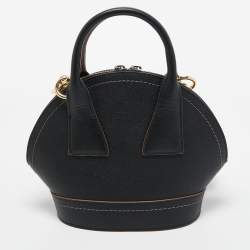 Lancel Black/Green Leather and Suede Small Macaron Satchel
