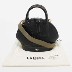 Lancel Black/Green Leather and Suede Small Macaron Satchel