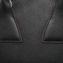 Lancel Black/Green Leather and Suede Small Macaron Satchel