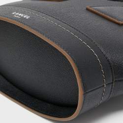 Lancel Black/Green Leather and Suede Small Macaron Satchel