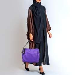 Lancel Purple/Black Nylon and Leather Bow June Hobo