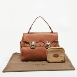 Lancel Brown Leather L'Angèle Top Handle Bag