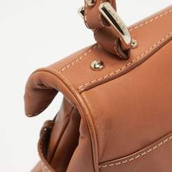 Lancel Brown Leather L'Angèle Top Handle Bag