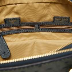 Lancel Blue Ostrich Embossed Leather Adjani Satchel