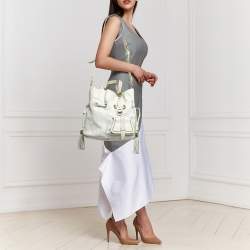 Lancel White Leather Premiere Flirt Bucket Bag