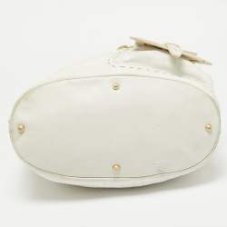 Lancel White Leather Premiere Flirt Bucket Bag