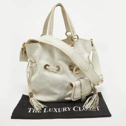 Lancel White Leather Premiere Flirt Bucket Bag