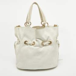 Lancel White Leather Premiere Flirt Bucket Bag