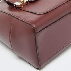 Pre Owned Lancel Burgundy Leather Front Pocket Tote