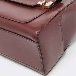 Pre Owned Lancel Burgundy Leather Front Pocket Tote