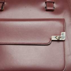 Pre Owned Lancel Burgundy Leather Front Pocket Tote