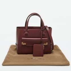 Pre Owned Lancel Burgundy Leather Front Pocket Tote