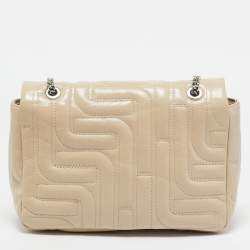 Lancel Beige Quilted Leather Midi Minuit De Lancel M Bag