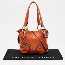 Lancel Orange Leather Pocket Hobo