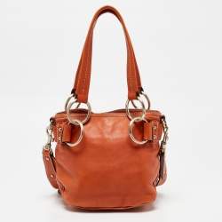 Lancel Orange Leather Pocket Hobo