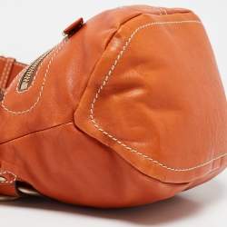 Lancel Orange Leather Pocket Hobo
