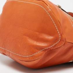 Lancel Orange Leather Pocket Hobo
