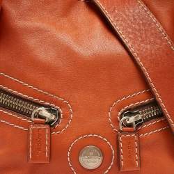 Lancel Orange Leather Pocket Hobo