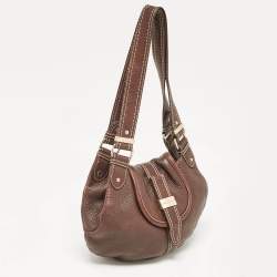 Lancel Dark Brown Leather Miss Broadway Hobo